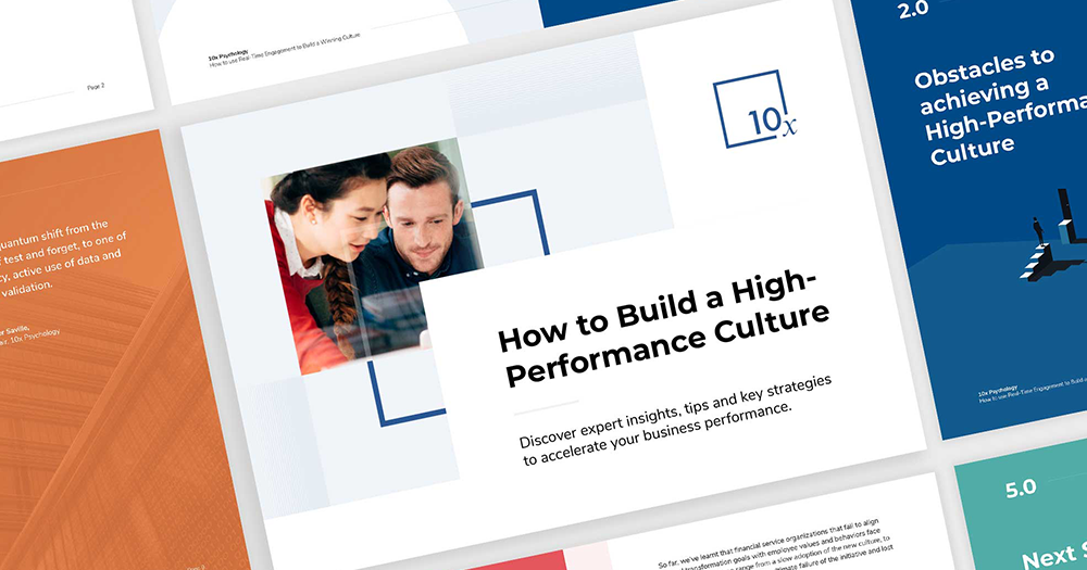 eBook pages are displayed across the screen reading 'how to build a high performance culture'.